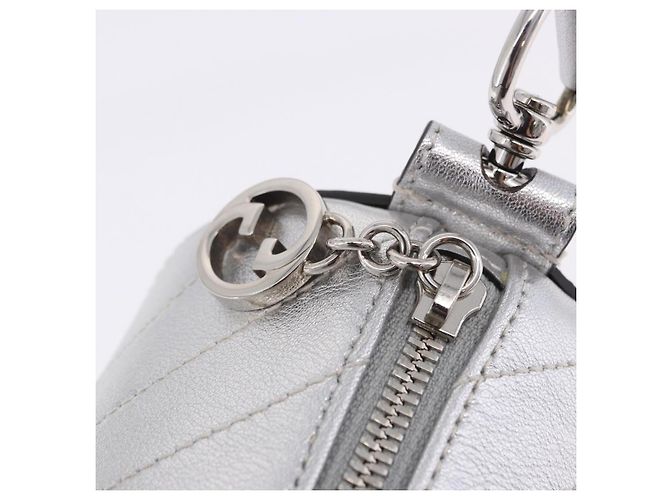 Borsa a tracolla GUCCI Blondy in pelle argento 760170 Auth 203732M - vista 9