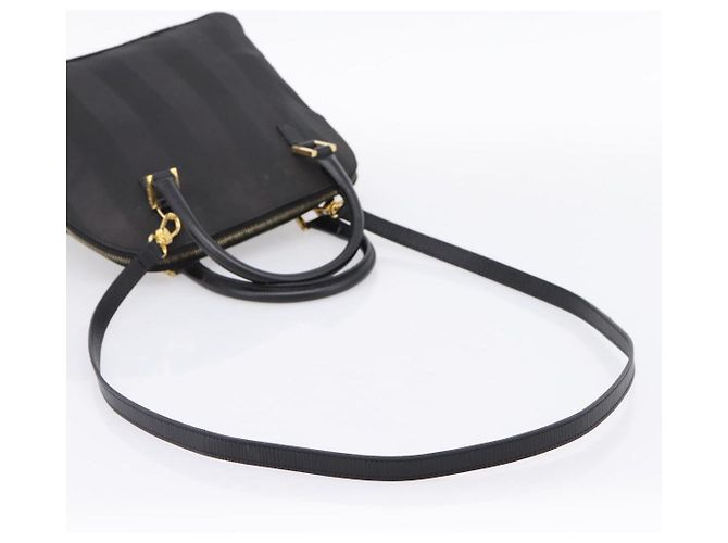Pequin Borsa a mano FENDI Pecan Canvas 2way Nero Oro Auth 205145 D'oro - vista 10
