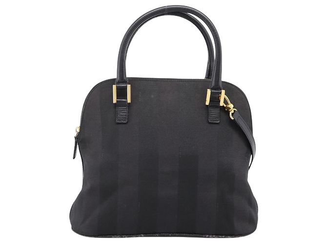 Pequin Borsa a mano FENDI Pecan Canvas 2way Nero Oro Auth 205145 D'oro - vista 13