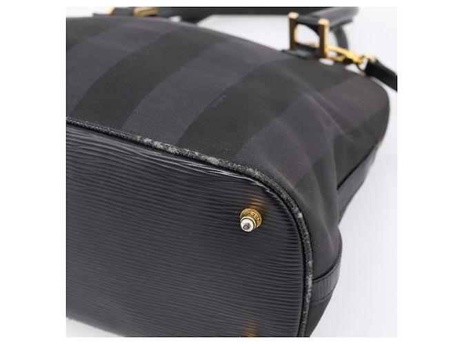 Pequin Borsa a mano FENDI Pecan Canvas 2way Nero Oro Auth 205145 D'oro - vista 16