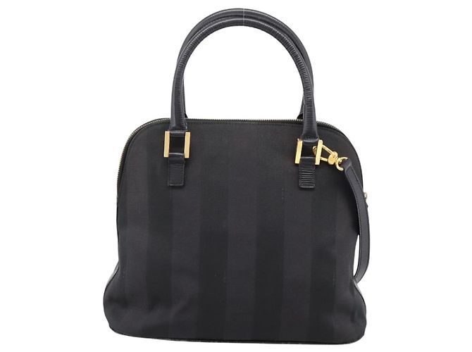 Pequin Borsa a mano FENDI Pecan Canvas 2way Nero Oro Auth 205145 D'oro - vista 2