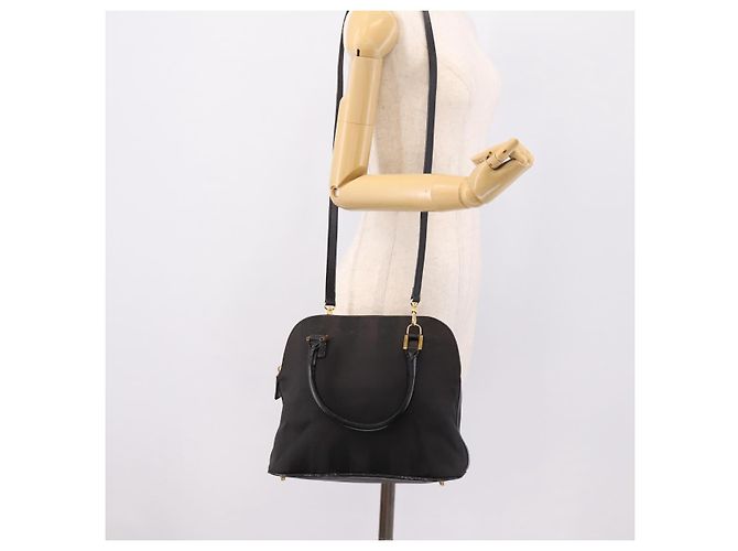 Pequin Borsa a mano FENDI Pecan Canvas 2way Nero Oro Auth 205145 D'oro - vista 27