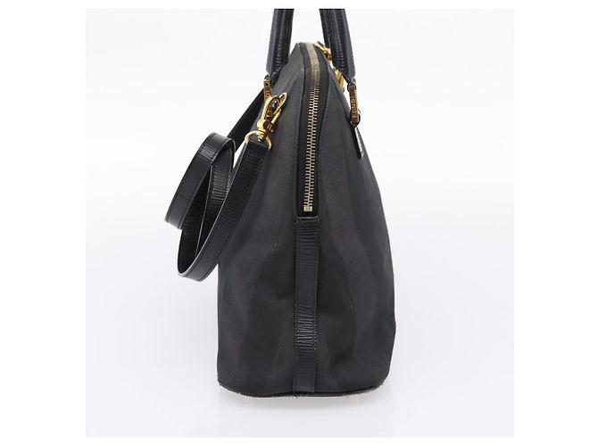 Pequin Borsa a mano FENDI Pecan Canvas 2way Nero Oro Auth 205145 D'oro - vista 4