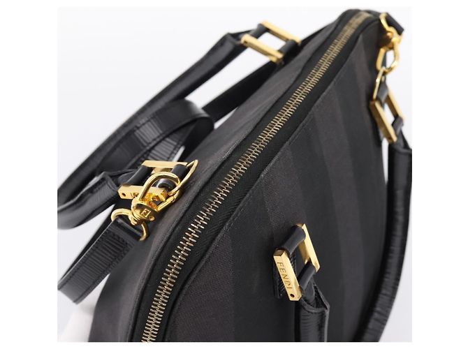 Pequin Borsa a mano FENDI Pecan Canvas 2way Nero Oro Auth 205145 D'oro - vista 8
