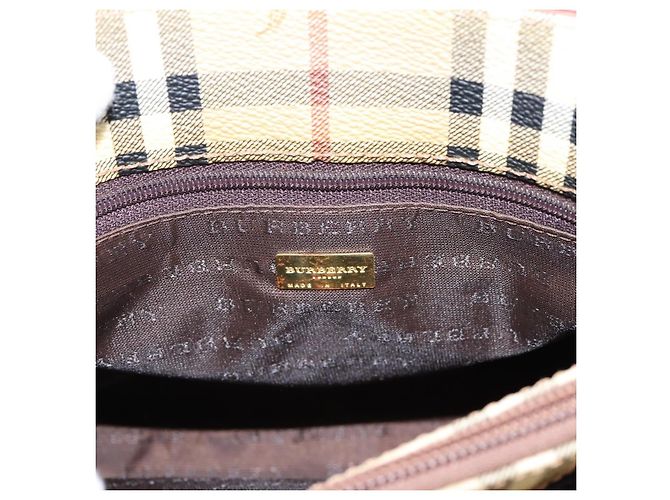 Borsa a mano BURBERRY Nova Check PVC Beige Gold Auth 201474V D'oro - vista 11
