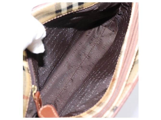 Borsa a mano BURBERRY Nova Check PVC Beige Gold Auth 201474V D'oro - vista 12