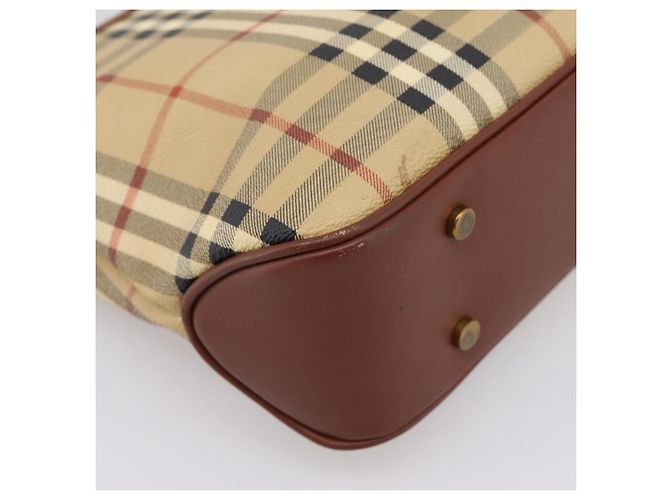 Borsa a mano BURBERRY Nova Check PVC Beige Gold Auth 201474V D'oro - vista 14