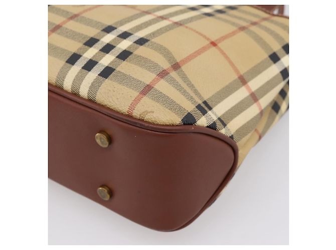 Borsa a mano BURBERRY Nova Check PVC Beige Gold Auth 201474V D'oro - vista 15