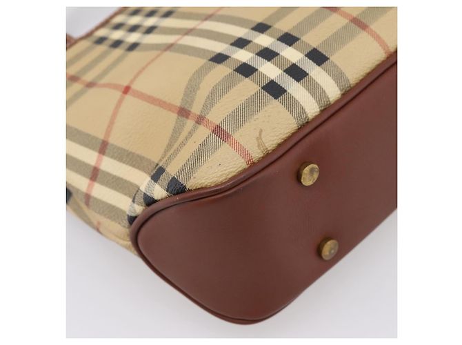 Borsa a mano BURBERRY Nova Check PVC Beige Gold Auth 201474V D'oro - vista 16