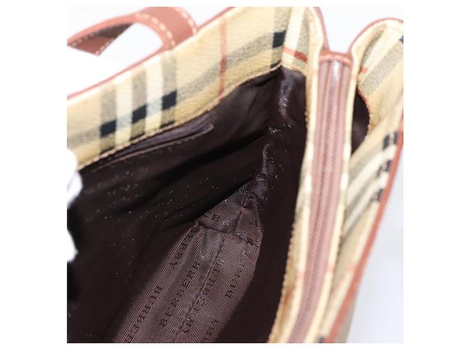 Borsa a mano BURBERRY Nova Check PVC Beige Gold Auth 201474V D'oro - vista 17