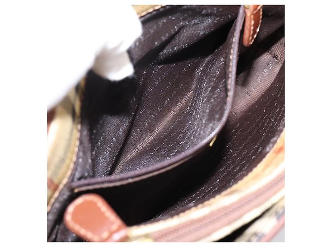 Borsa a mano BURBERRY Nova Check PVC Beige Gold Auth 201474V D'oro - vista 20