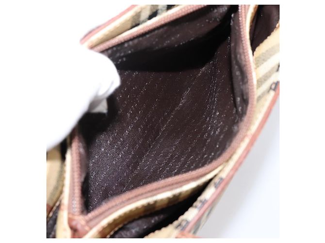 Borsa a mano BURBERRY Nova Check PVC Beige Gold Auth 201474V D'oro - vista 22