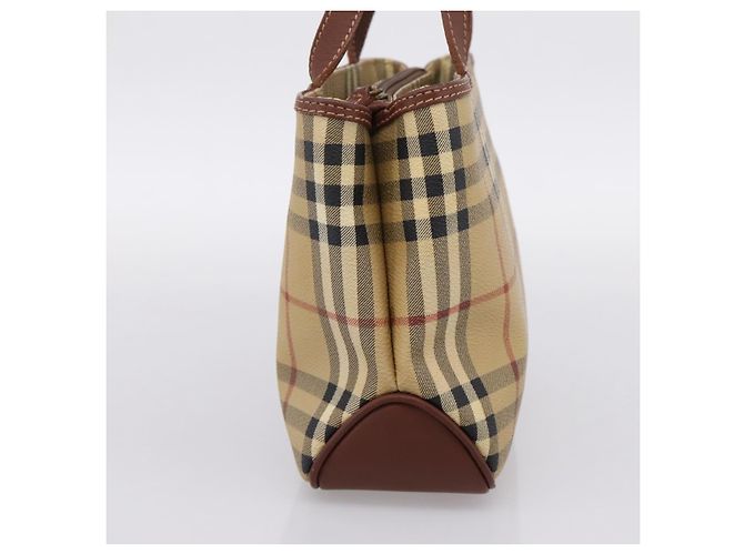 Borsa a mano BURBERRY Nova Check PVC Beige Gold Auth 201474V D'oro - vista 3