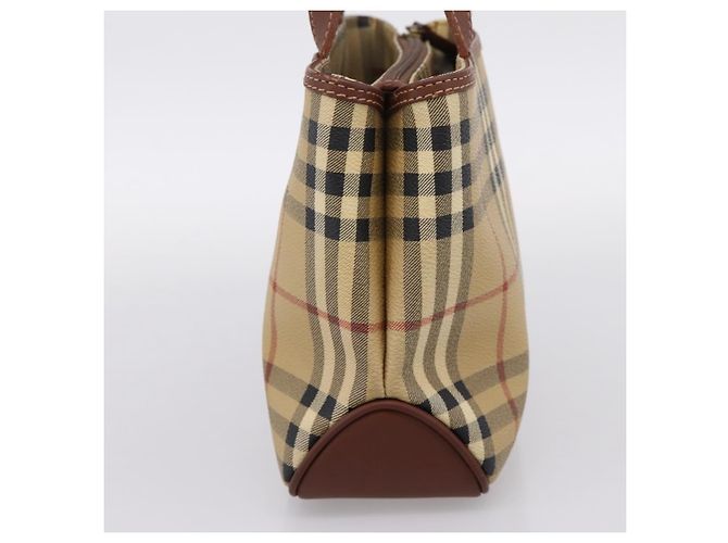 Borsa a mano BURBERRY Nova Check PVC Beige Gold Auth 201474V D'oro - vista 4