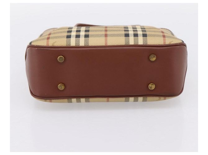 Borsa a mano BURBERRY Nova Check PVC Beige Gold Auth 201474V D'oro - vista 5