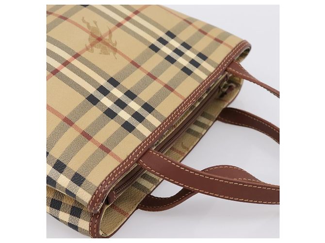 Borsa a mano BURBERRY Nova Check PVC Beige Gold Auth 201474V D'oro - vista 6