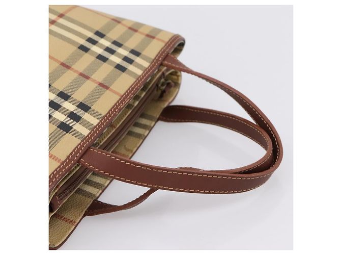 Borsa a mano BURBERRY Nova Check PVC Beige Gold Auth 201474V D'oro - vista 7