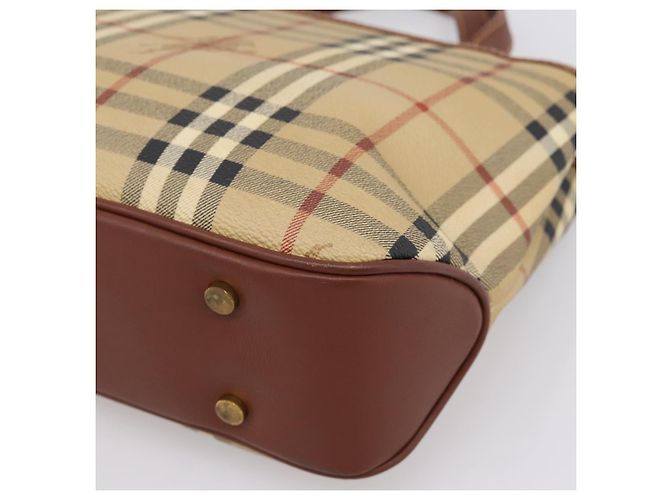 Borsa a mano BURBERRY Nova Check PVC Beige Gold Auth 201474V D'oro - vista 9