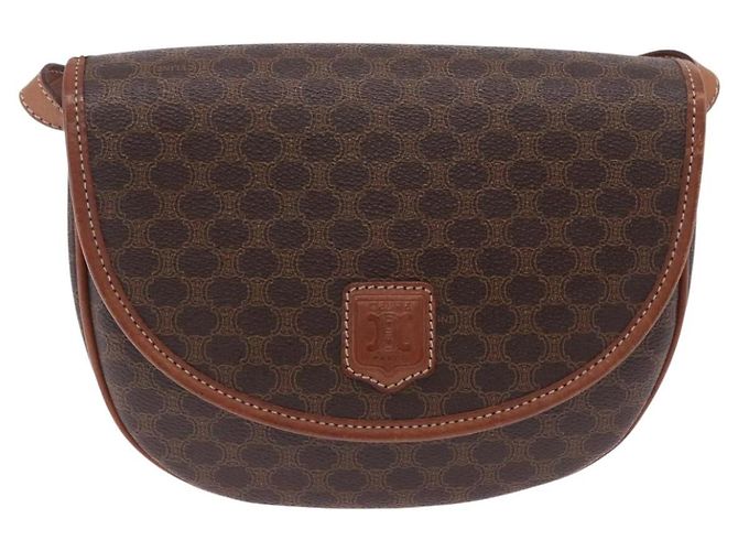 Céline CELINE Macadam Canvas Schultertasche PVC Leather Brown Gold Auth 204266 Braun Golden - vue 13