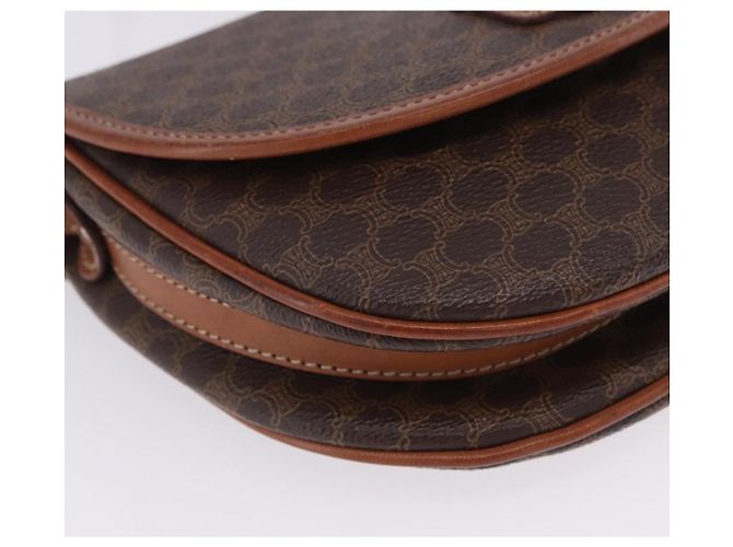 Céline CELINE Macadam Canvas Schultertasche PVC Leather Brown Gold Auth 204266 Braun Golden - vue 17