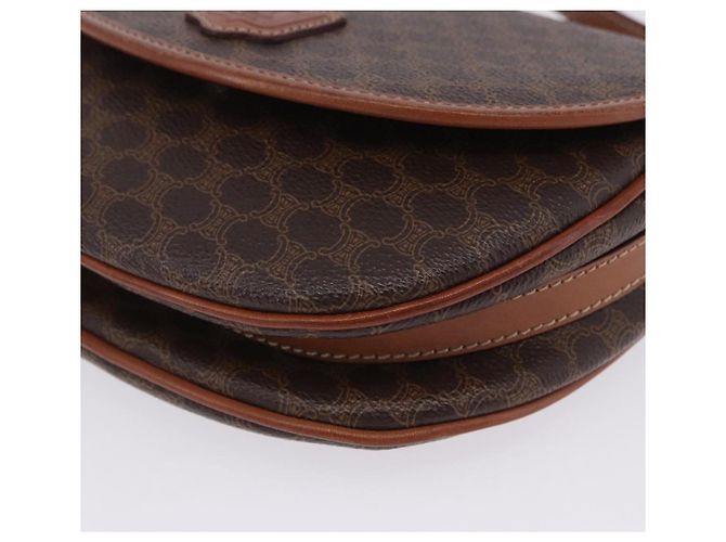 Céline CELINE Macadam Canvas Schultertasche PVC Leather Brown Gold Auth 204266 Braun Golden - vue 18