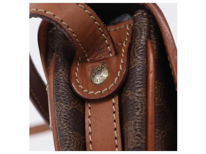 Céline CELINE Macadam Canvas Schultertasche PVC Leather Brown Gold Auth 204266 Braun Golden - vue 22