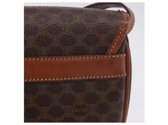 Céline CELINE Macadam Canvas Schultertasche PVC Leather Brown Gold Auth 204266 Braun Golden - vue 3