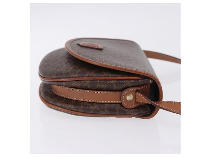 Céline CELINE Macadam Canvas Schultertasche PVC Leather Brown Gold Auth 204266 Braun Golden - vue 4