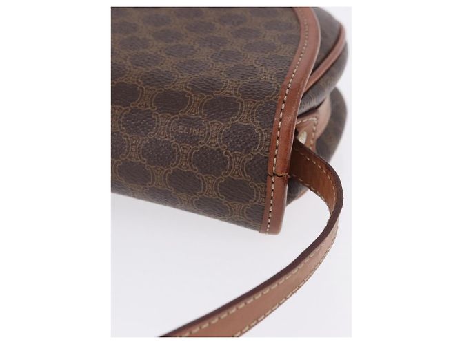 Céline CELINE Macadam Canvas Schultertasche PVC Leather Brown Gold Auth 204266 Braun Golden - vue 9