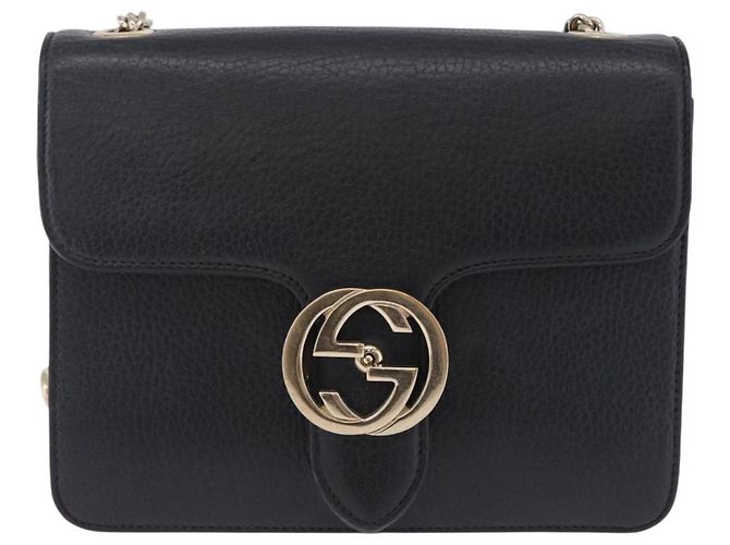 Borsa GUCCI Interlocking Chain Bag in pelle Outlet Nero Oro 510304 Auth 203114V D'oro - vista 13
