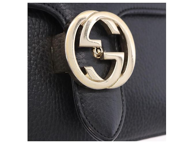 Borsa GUCCI Interlocking Chain Bag in pelle Outlet Nero Oro 510304 Auth 203114V D'oro - vista 20