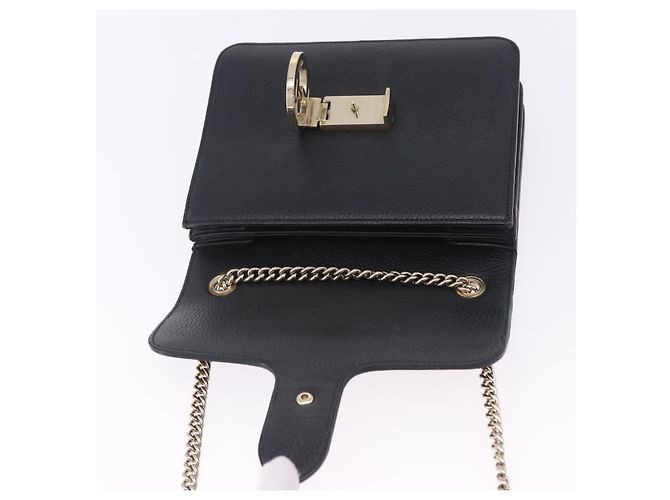 Borsa GUCCI Interlocking Chain Bag in pelle Outlet Nero Oro 510304 Auth 203114V D'oro - vista 23