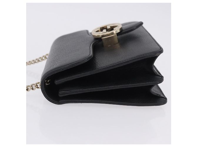 Borsa GUCCI Interlocking Chain Bag in pelle Outlet Nero Oro 510304 Auth 203114V D'oro - vista 4