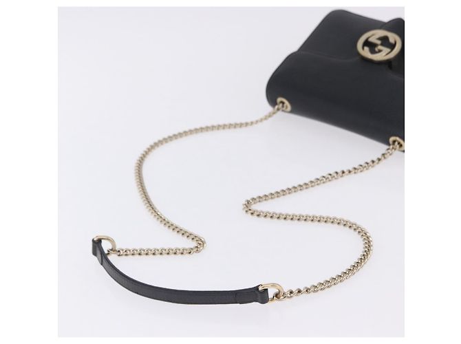 Borsa GUCCI Interlocking Chain Bag in pelle Outlet Nero Oro 510304 Auth 203114V D'oro - vista 6