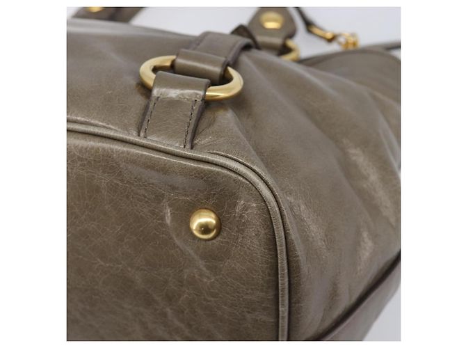 Borsa a mano Miu Miu Vitellolux 2way Brown Gold Auth LN167V Marrone D'oro - vista 18