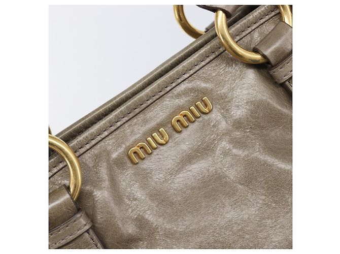 Borsa a mano Miu Miu Vitellolux 2way Brown Gold Auth LN167V Marrone D'oro - vista 20