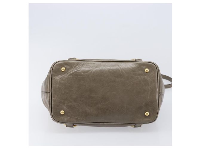 Borsa a mano Miu Miu Vitellolux 2way Brown Gold Auth LN167V Marrone D'oro - vista 5