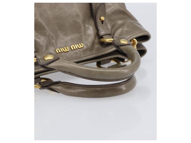Borsa a mano Miu Miu Vitellolux 2way Brown Gold Auth LN167V Marrone D'oro - vista 7