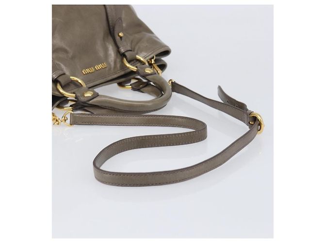 Borsa a mano Miu Miu Vitellolux 2way Brown Gold Auth LN167V Marrone D'oro - vista 8