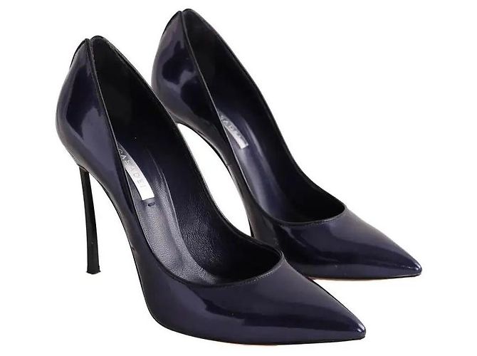 Décolleté Casadei in pelle blu navy - vista 3