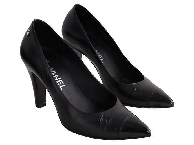 Chanel Absatzschuhe aus Leder schwarz Größe 37 - Ansicht 3
