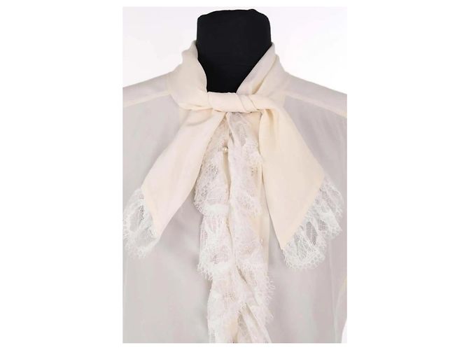 Chanel ärmelloses Seidentop beige - Ansicht 2