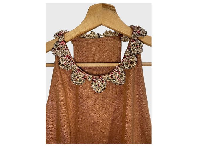 Valentino Garavani Vestido Valentino camel T.36 Camello - vista 3