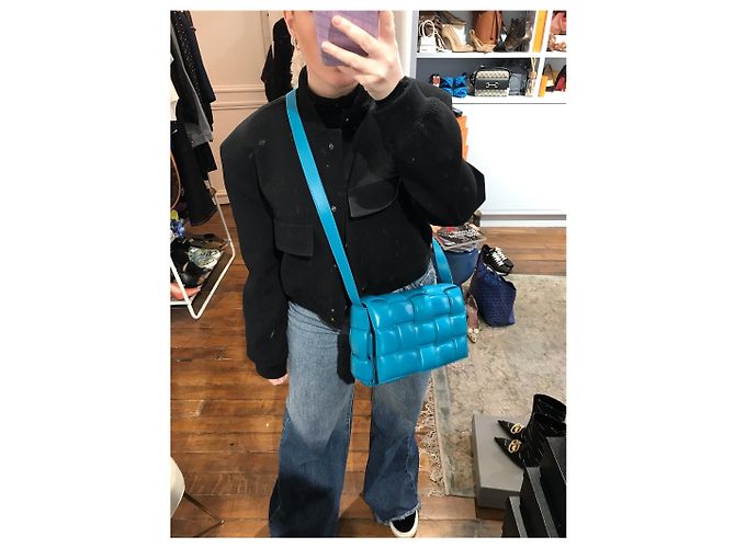 Borsa Bottega Veneta Padded Cassette Nuova Blu - vista 12