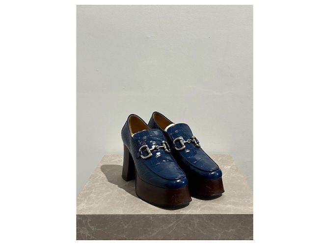 Mocassini Gucci blu T.39.5 - vista 3
