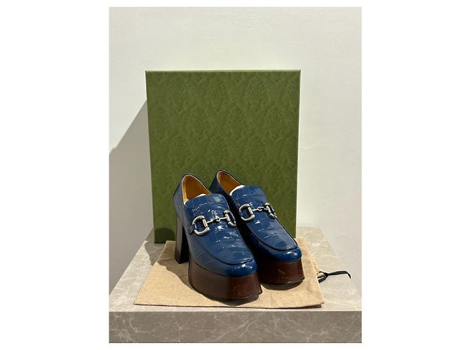 Mocassini Gucci blu T.39.5 - vista 5