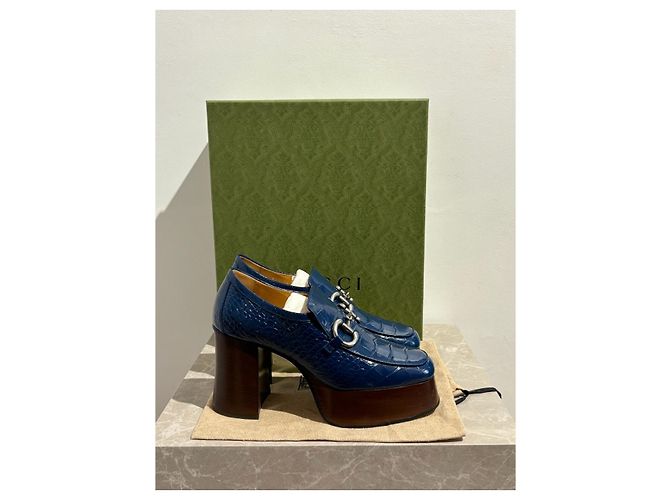 Mocassini Gucci blu T.39.5 - vista 6