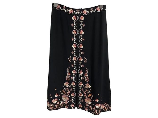 Falda negra con bordados Vilshenko Largo medio Talla 36 Negro - vista 7
