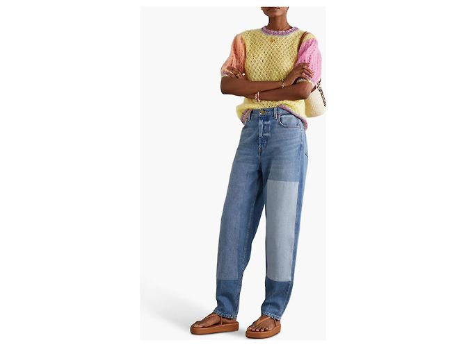 Autre Marque Pull Rose Carmine Color Block Jaune - vue 2