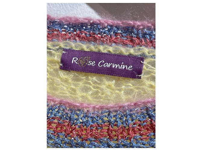 Autre Marque Pull Rose Carmine Color Block Jaune - vue 5